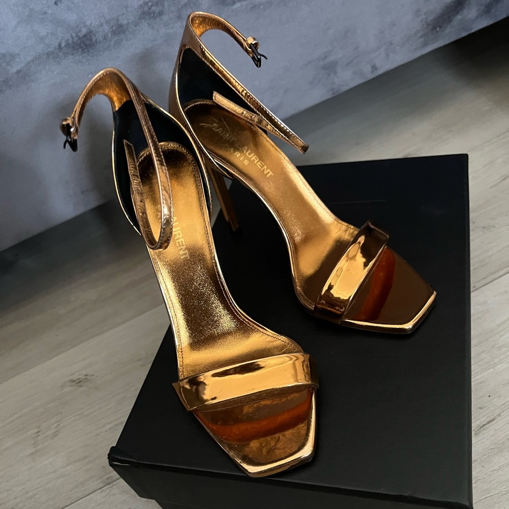 Ysl rose gold sandals